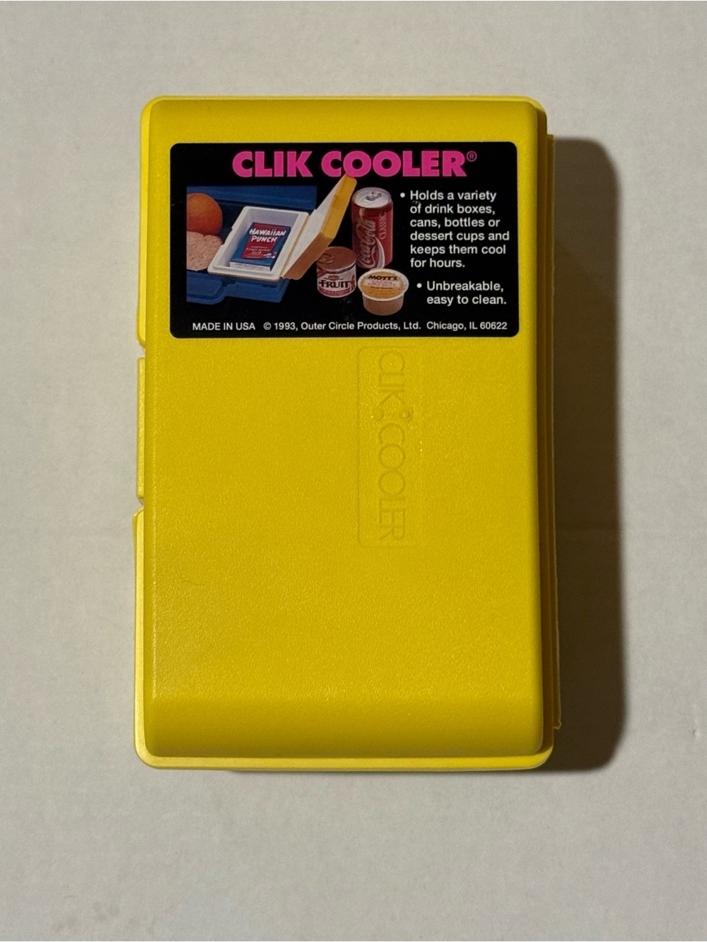Vintage 1993 Clik Cooler Yellow Mini Insulated Lunch Box Juice Box Retro